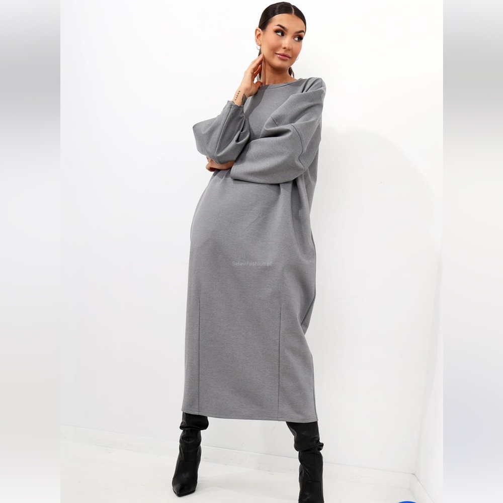 Chic Long Sleeve maxi sweat dress. Sophisticated.